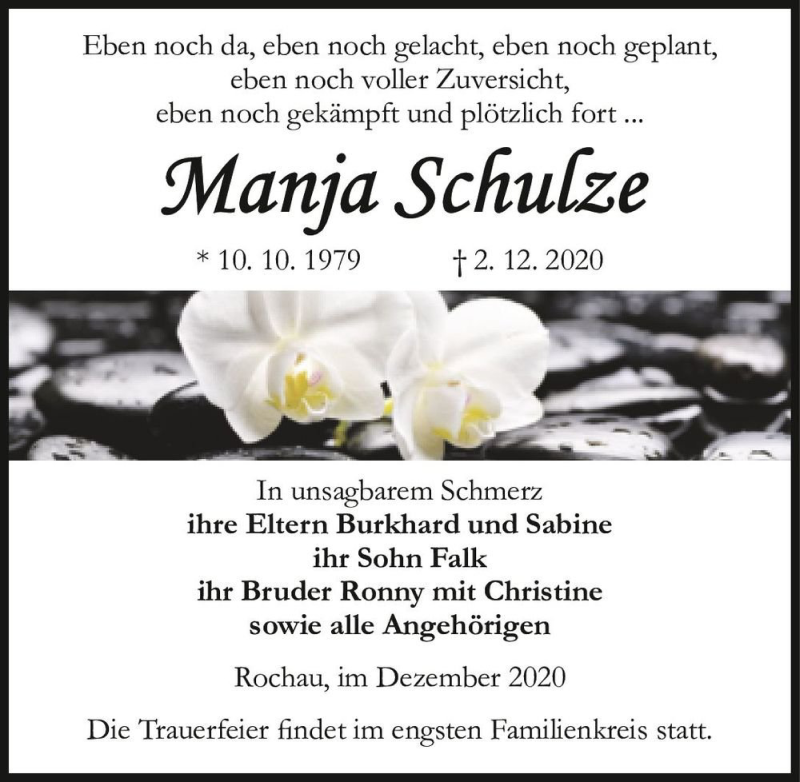  Traueranzeige für Manja Schulze  vom 05.12.2020 aus Magdeburger Volksstimme