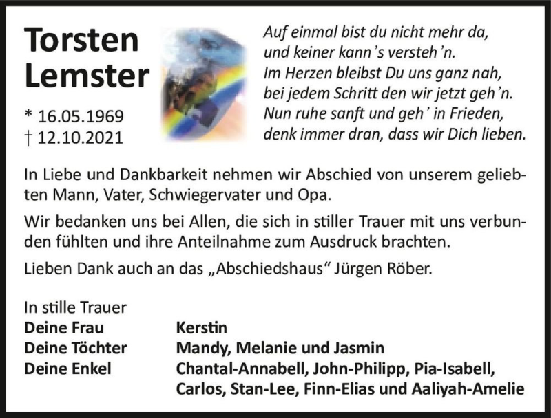  Traueranzeige für Torsten Lemster  vom 06.11.2021 aus Magdeburger Volksstimme