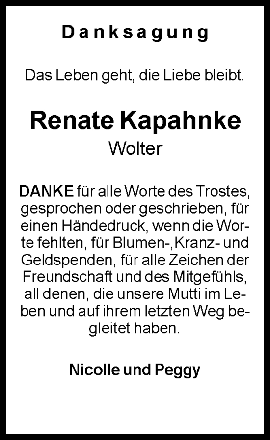 Traueranzeige von Renate Kapahnke von Volksstimme Magdeburg
